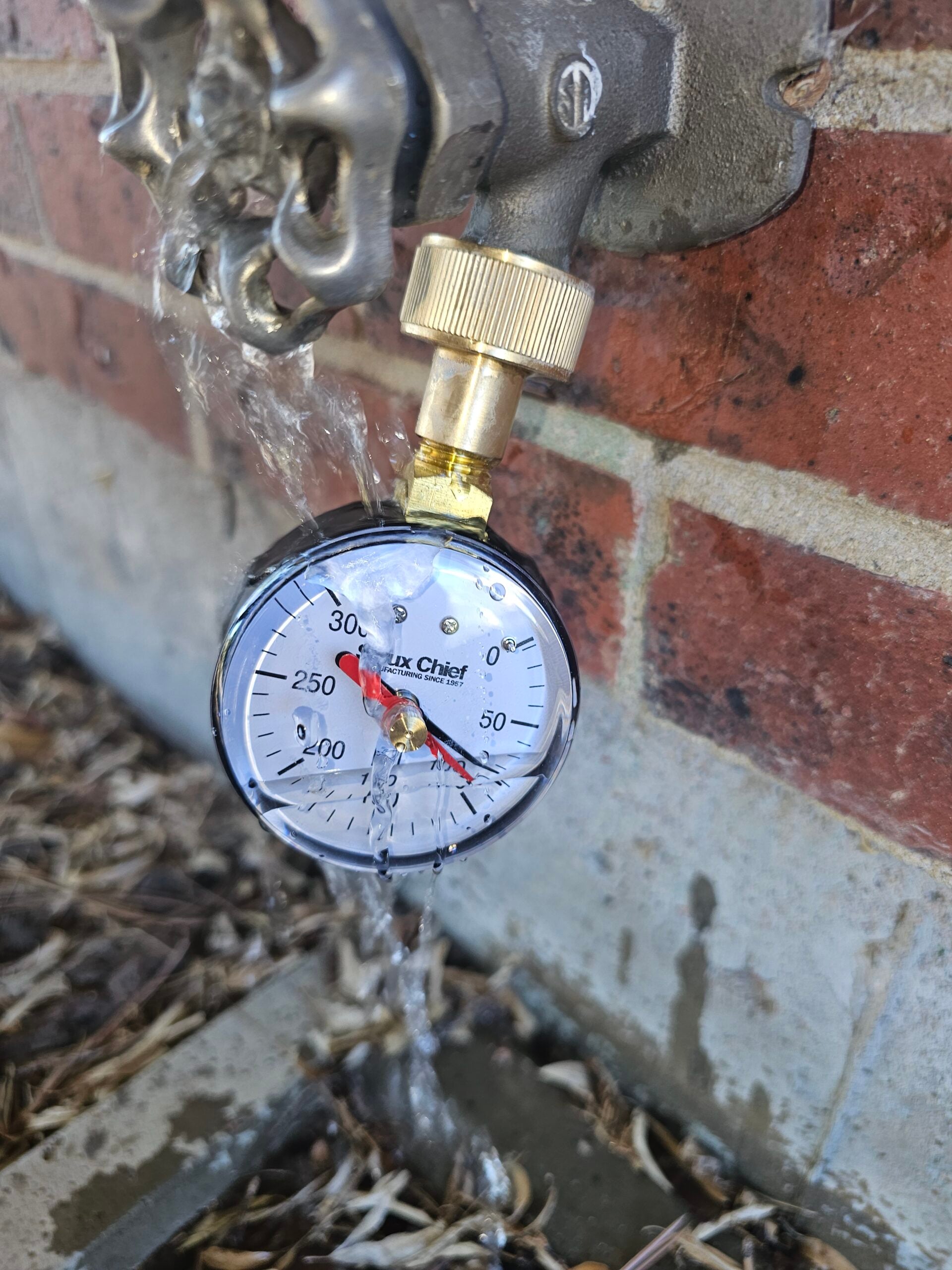 Live Water Pressure Test — Gauge at Outdoor Hose Bib by Titan Plumbing Services LLC in Douglas County Colorado