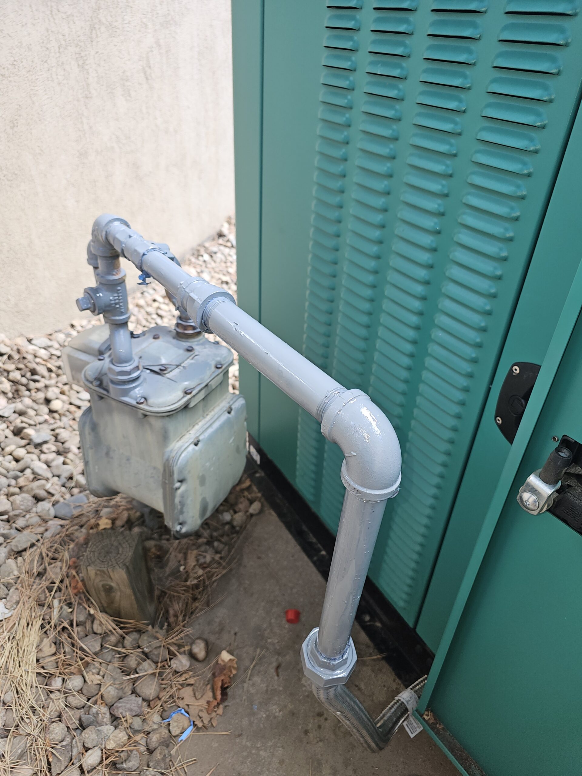 Gas Meter Connection — New Steel Pipe Installed by Titan Plumbing Services LLC in Douglas County Colorado