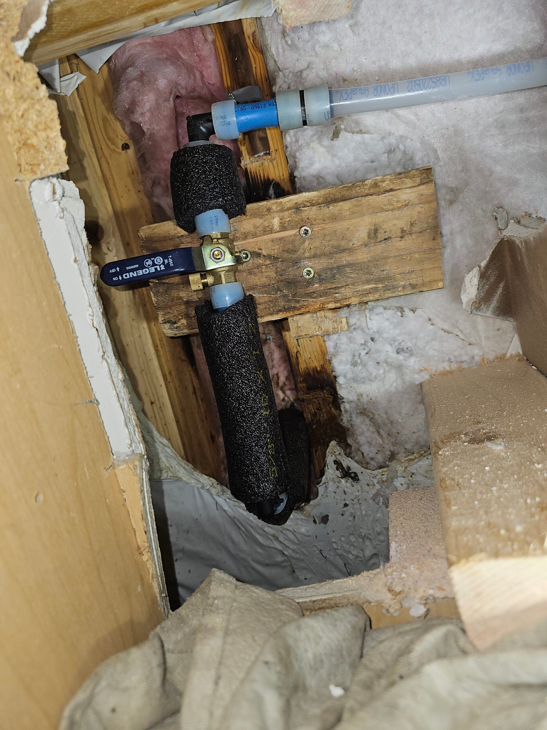 Insulated Ball Valve Installed in Crawl Space by Titan Plumbing Services LLC in Douglas County Colorado